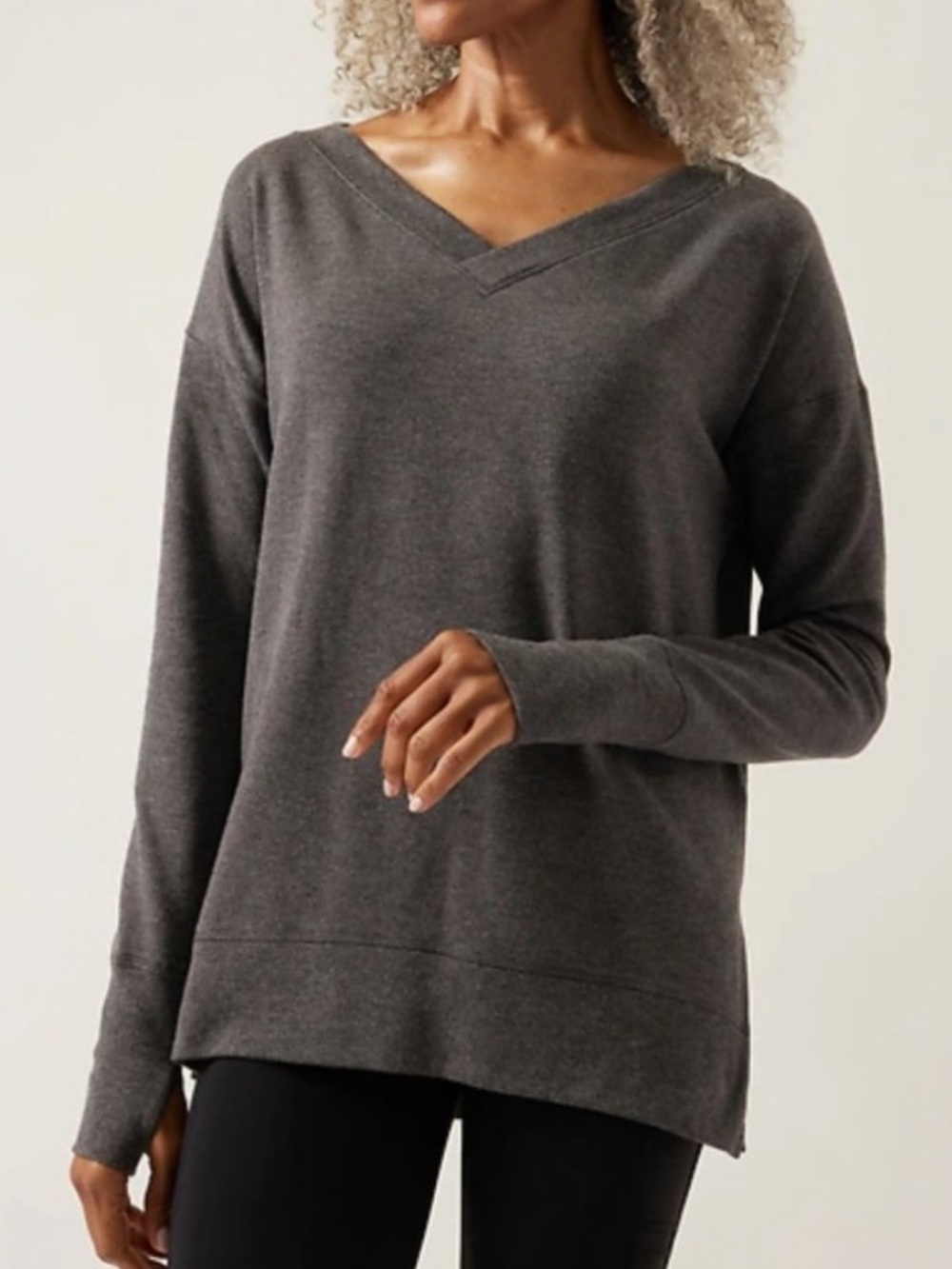Athleta Coaster Luxe V-Neck Sweatshirt Sz M